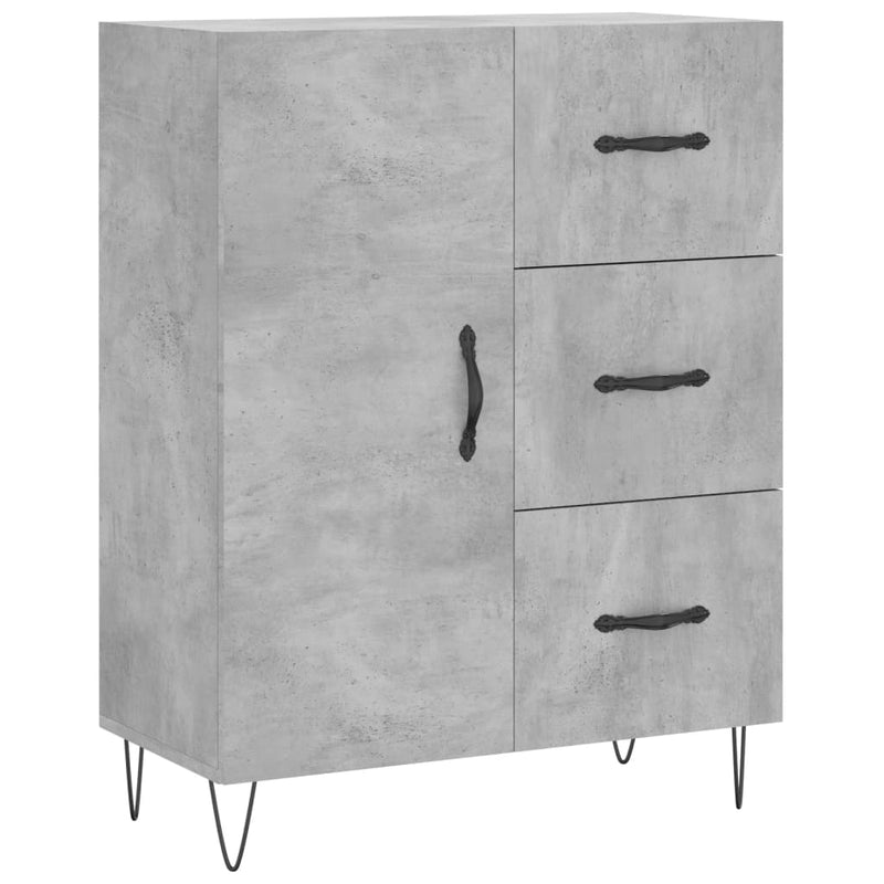 Servantă, gri beton, 69,5x34x90 cm, lemn compozit