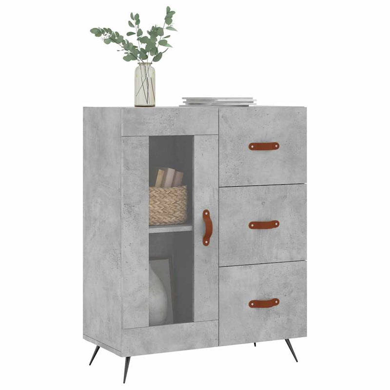 Servantă, gri beton, 69,5x34x90 cm, lemn compozit
