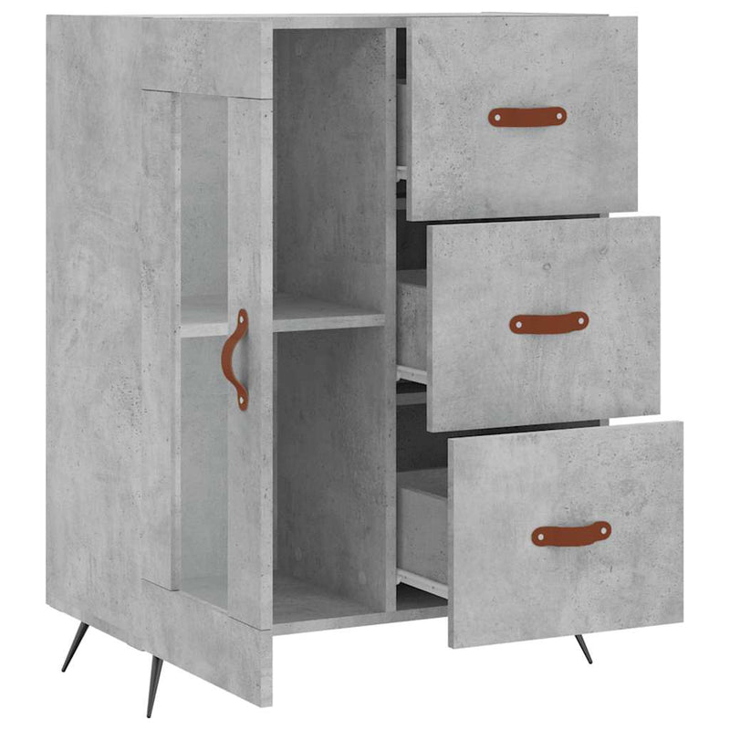 Servantă, gri beton, 69,5x34x90 cm, lemn compozit