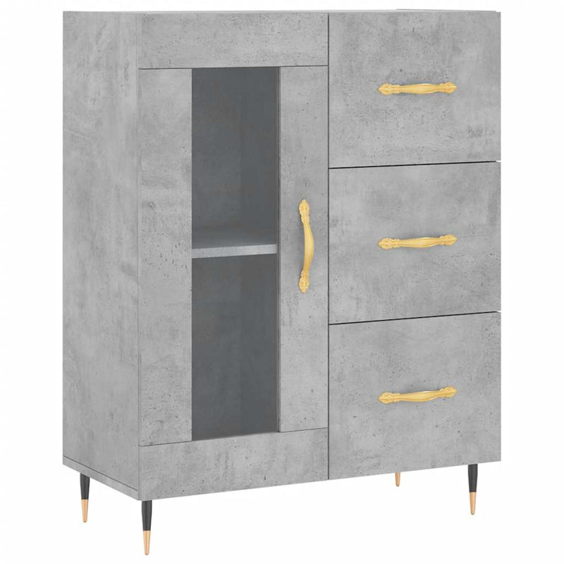 Servantă, gri beton, 69,5x34x90 cm, lemn compozit