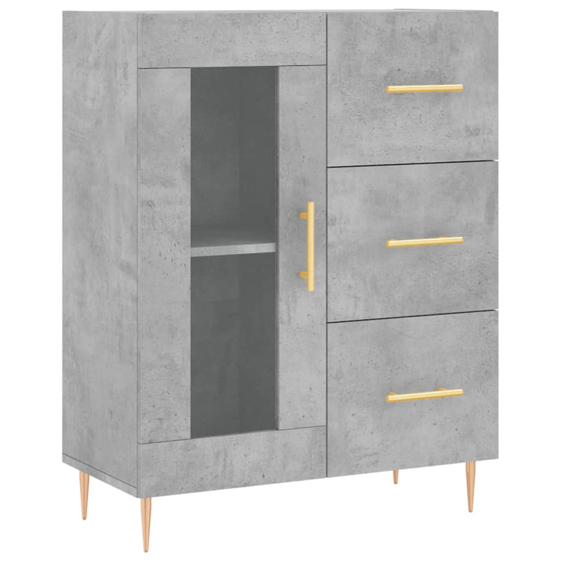Servantă, gri beton, 69,5x34x90 cm, lemn compozit