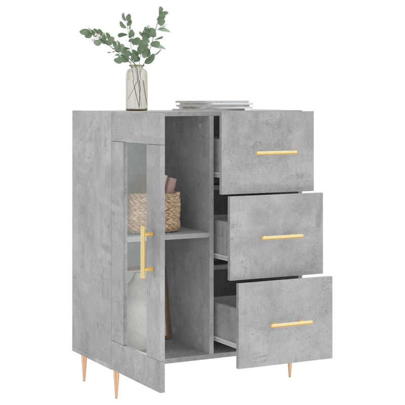 Servantă, gri beton, 69,5x34x90 cm, lemn compozit