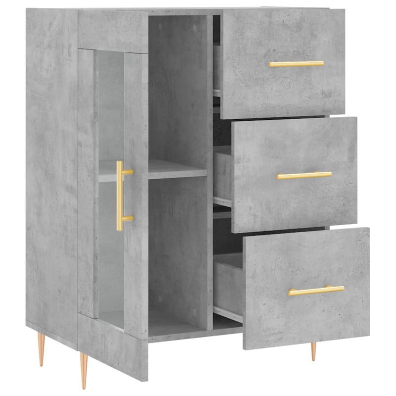 Servantă, gri beton, 69,5x34x90 cm, lemn compozit