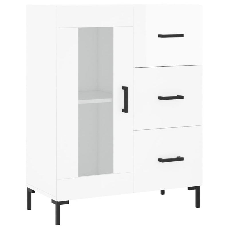 Servantă, alb extralucios, 69,5x34x90 cm, lemn compozit