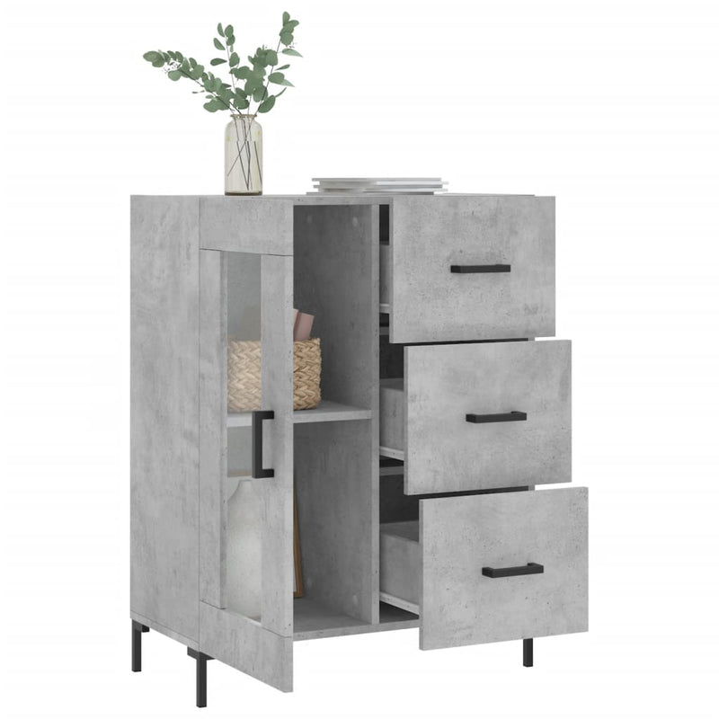 Servantă, gri beton, 69,5x34x90 cm, lemn compozit