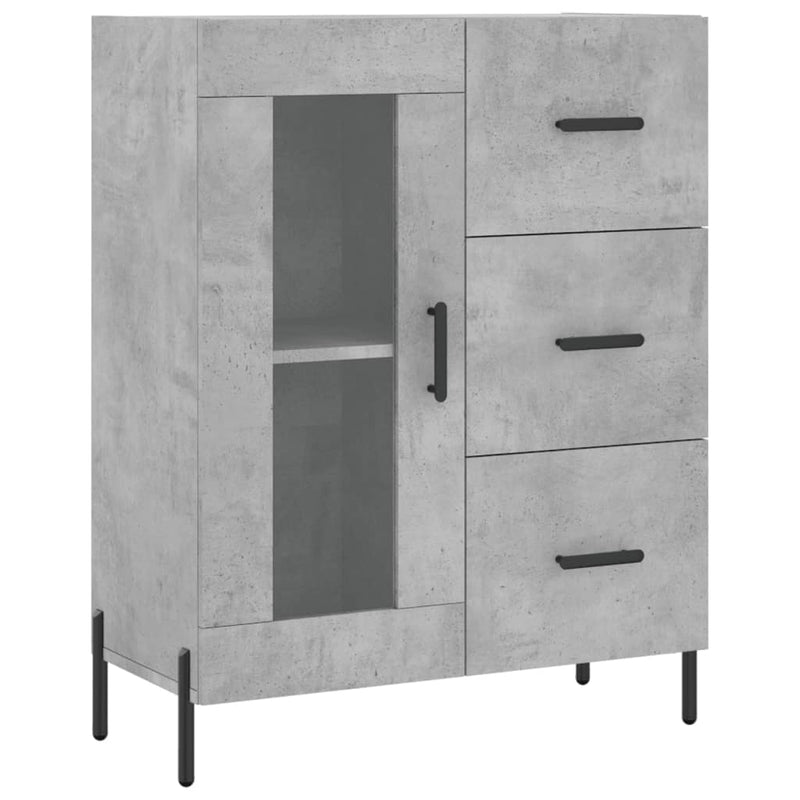 Servantă, gri beton, 69,5x34x90 cm, lemn compozit