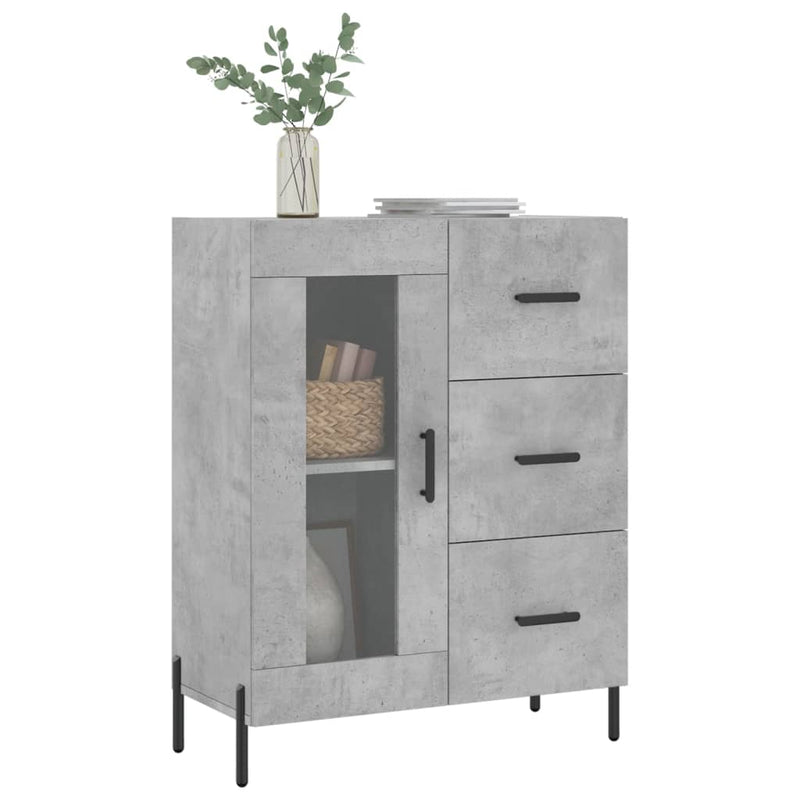 Servantă, gri beton, 69,5x34x90 cm, lemn compozit