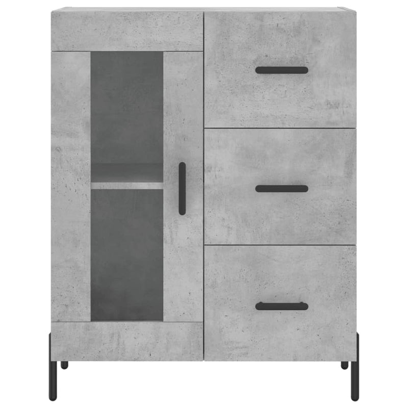Servantă, gri beton, 69,5x34x90 cm, lemn compozit