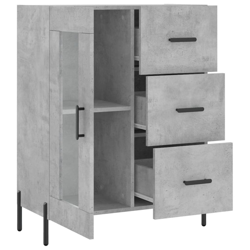Servantă, gri beton, 69,5x34x90 cm, lemn compozit