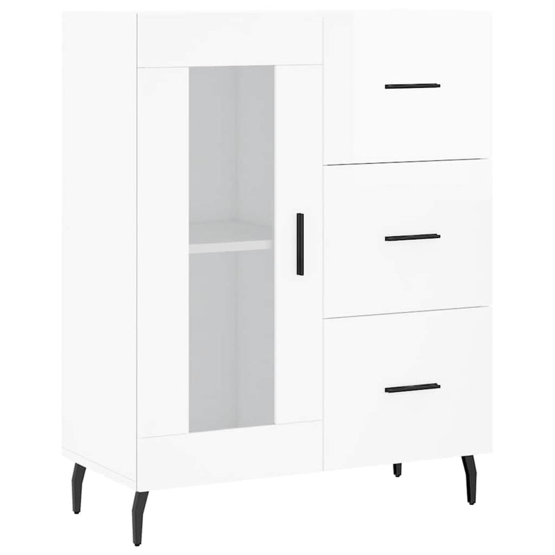 Servantă, alb extralucios, 69,5x34x90 cm, lemn compozit