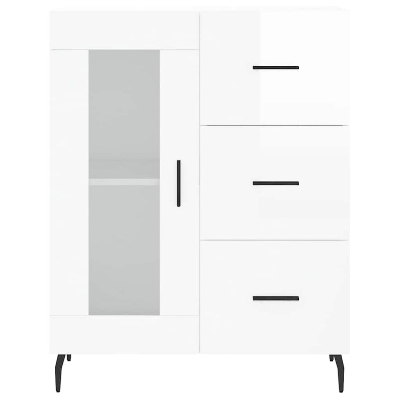 Servantă, alb extralucios, 69,5x34x90 cm, lemn compozit