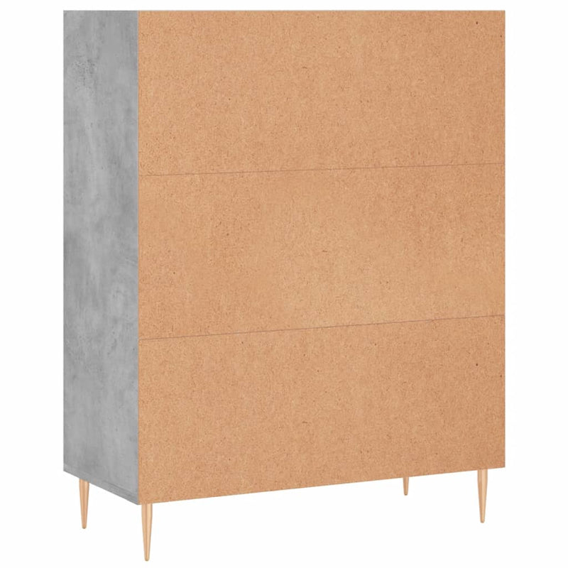 Bibliotecă, gri beton, 69,5x32,5x90 cm, lemn compozit