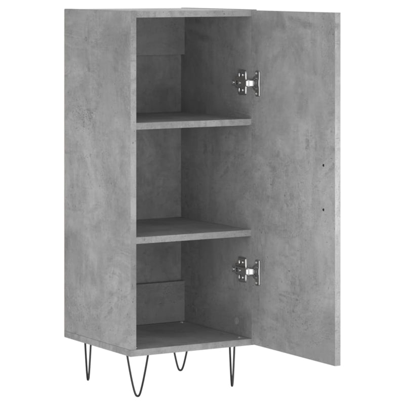 Servantă, gri beton, 34,5x34x90 cm, lemn compozit