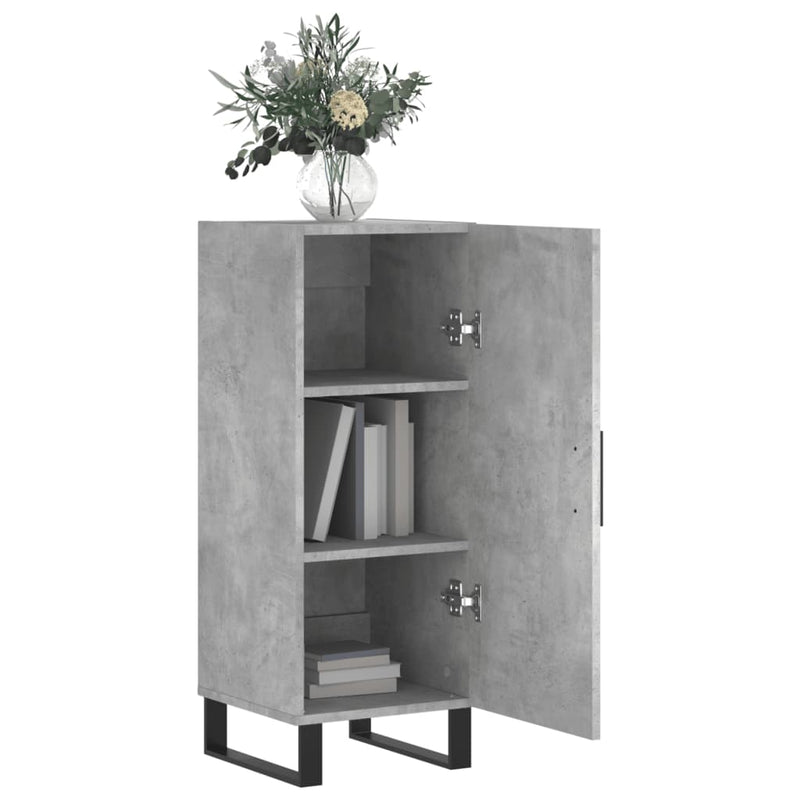 Servantă, gri beton, 34,5x34x90 cm, lemn compozit