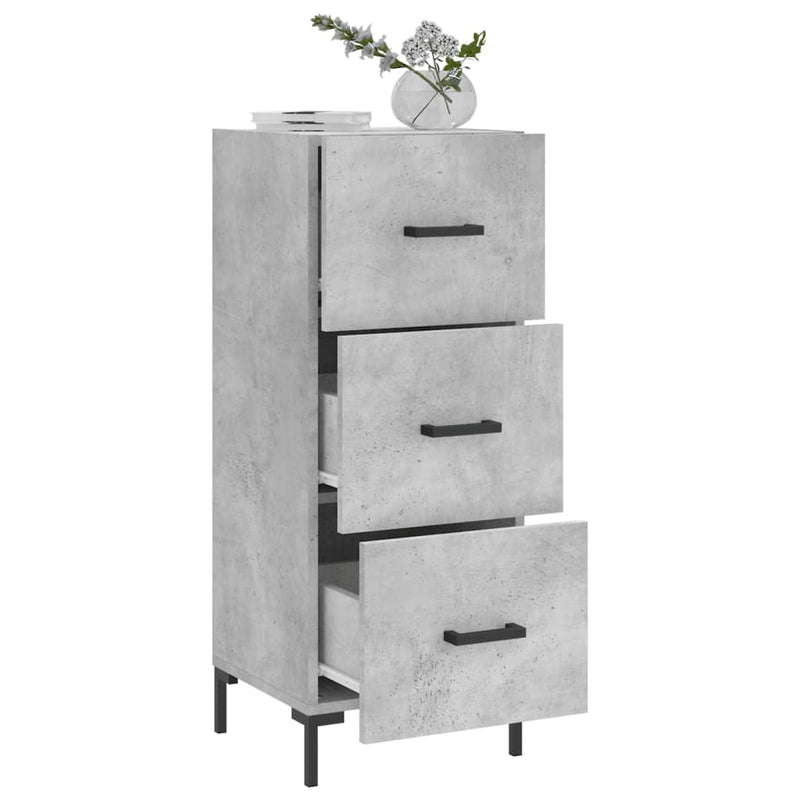 Servantă, gri beton, 34,5x34x90 cm, lemn compozit