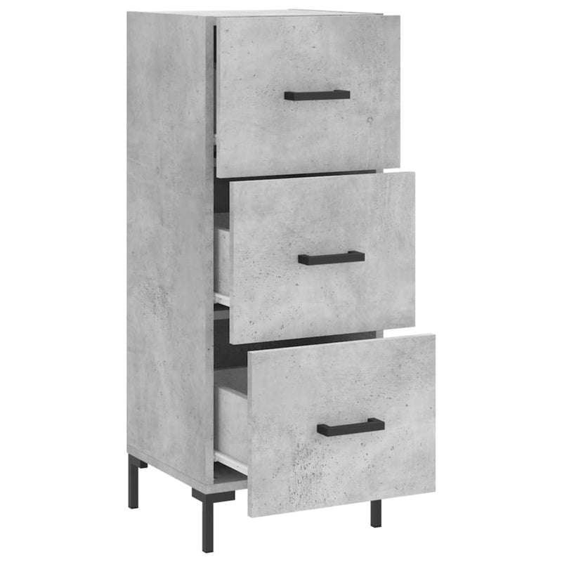 Servantă, gri beton, 34,5x34x90 cm, lemn compozit