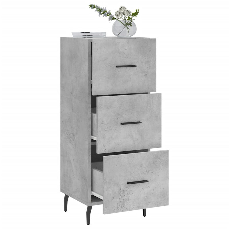 Servantă, gri beton, 34,5x34x90 cm, lemn compozit