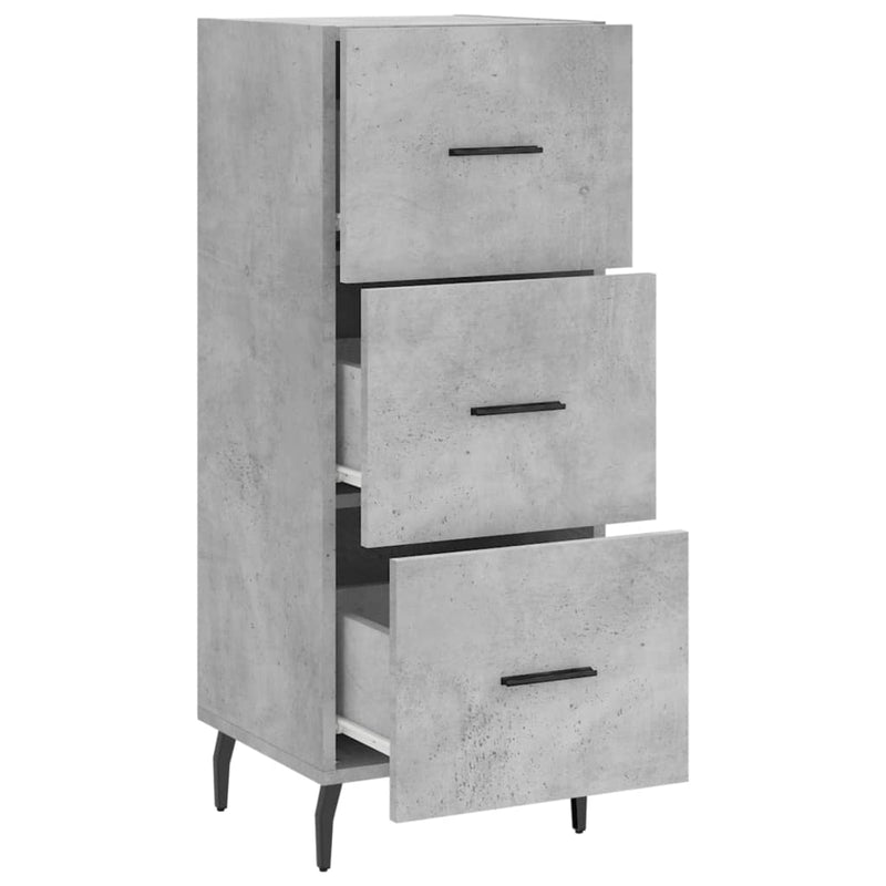 Servantă, gri beton, 34,5x34x90 cm, lemn compozit