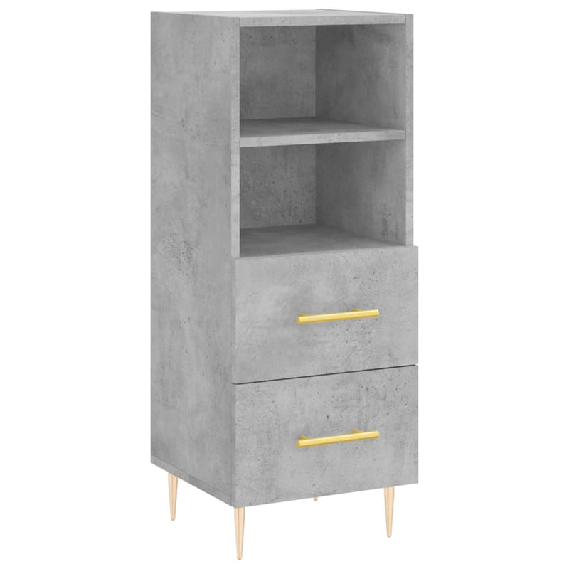 Servantă, gri beton, 34,5x34x90 cm, lemn compozit