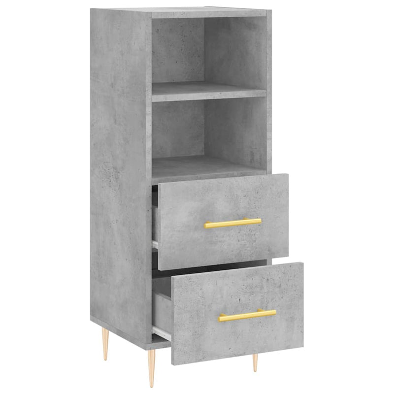 Servantă, gri beton, 34,5x34x90 cm, lemn compozit
