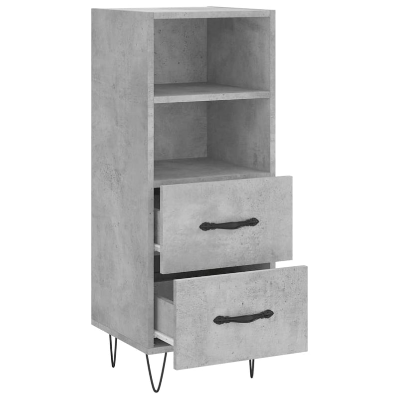 Servantă, gri beton, 34,5x34x90 cm, lemn compozit