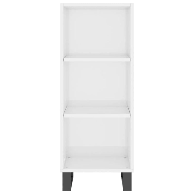 Servantă, alb extralucios, 34,5x32,5x90 cm, lemn compozit
