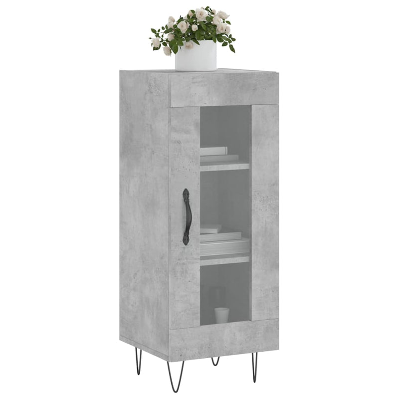 Servantă, gri beton, 34,5x34x90 cm, lemn compozit