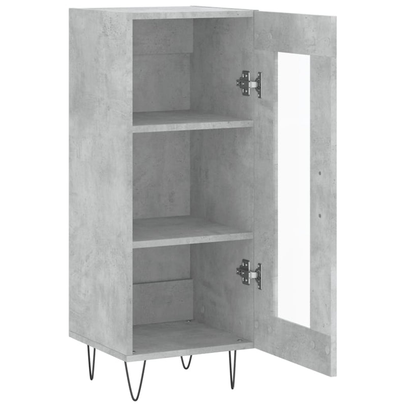 Servantă, gri beton, 34,5x34x90 cm, lemn compozit