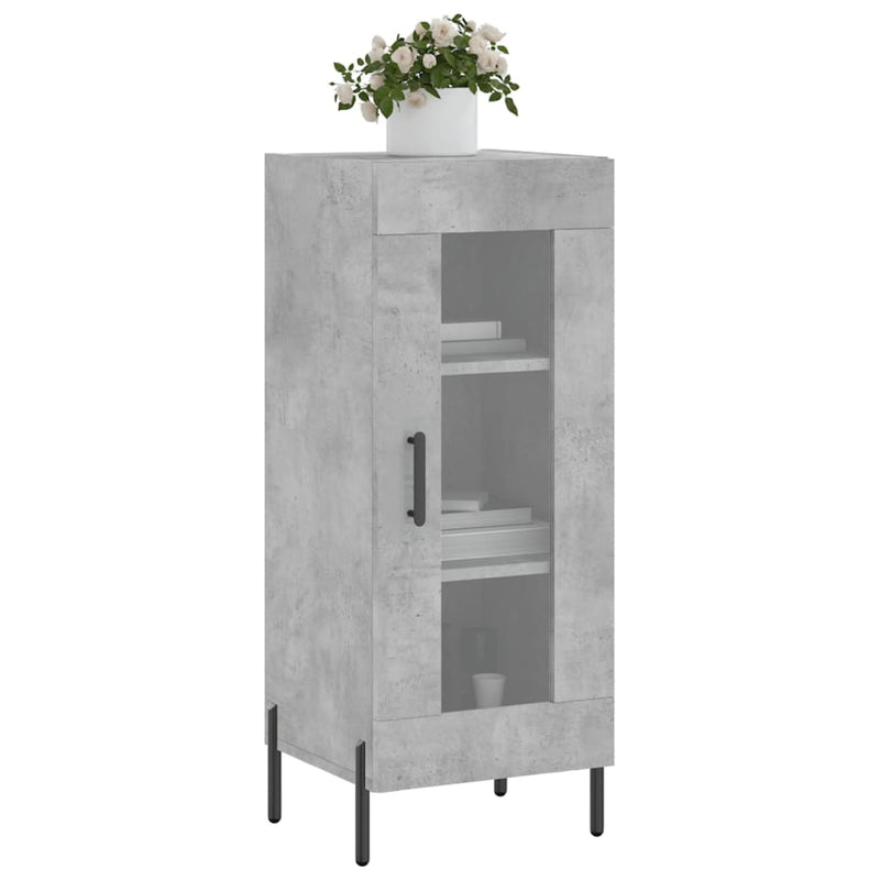 Servantă, gri beton, 34,5x34x90 cm, lemn compozit