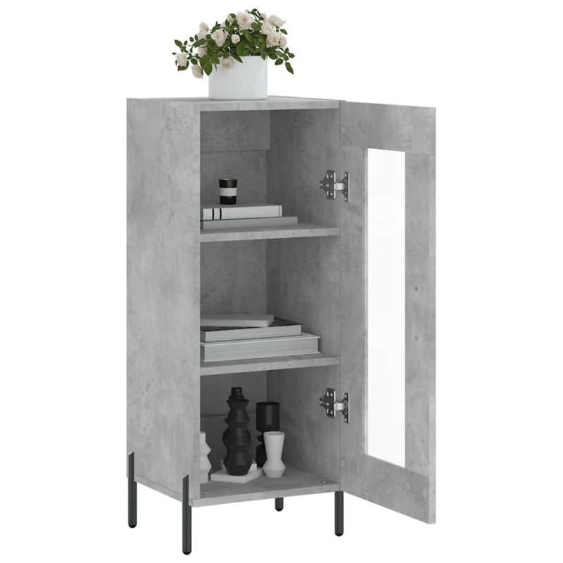 Servantă, gri beton, 34,5x34x90 cm, lemn compozit