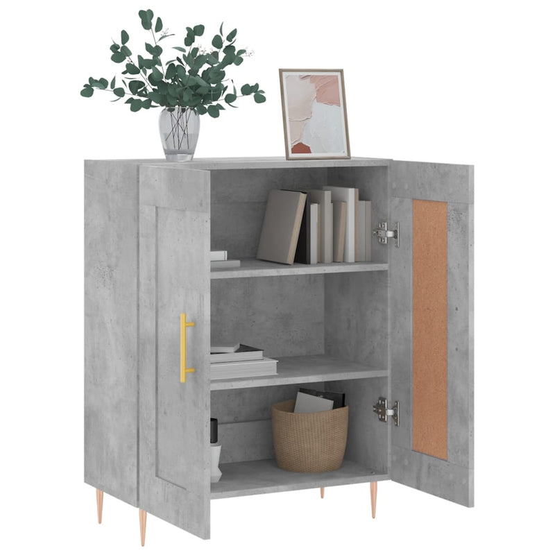 Servantă, gri beton, 69,5x34x90 cm, lemn compozit