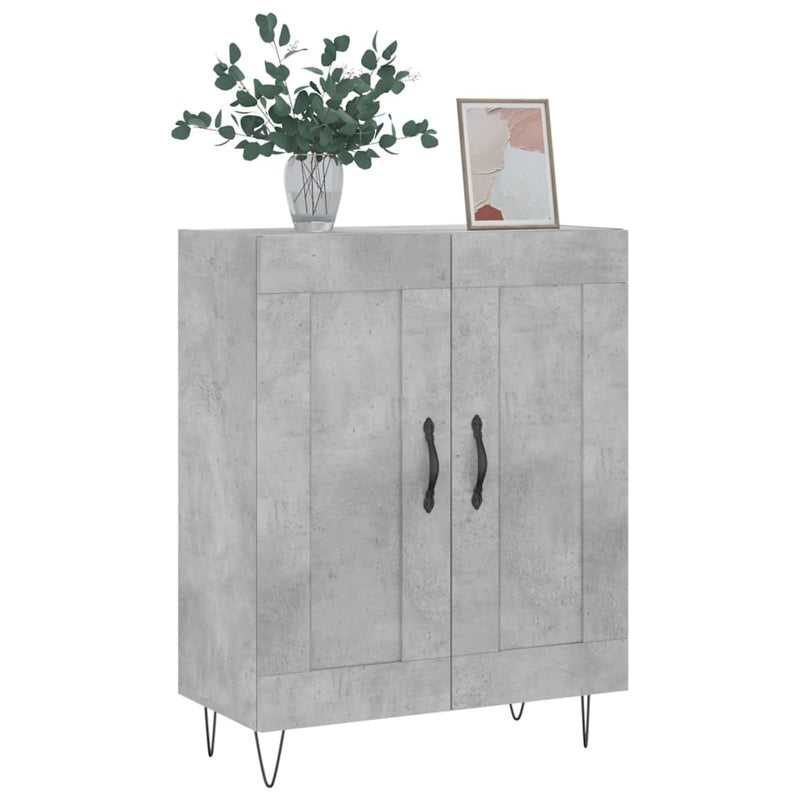 Servantă, gri beton, 69,5x34x90 cm, lemn compozit