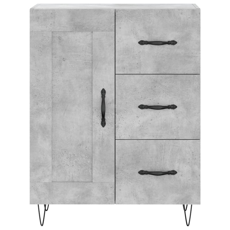 Servantă, gri beton, 69,5x34x90 cm, lemn compozit