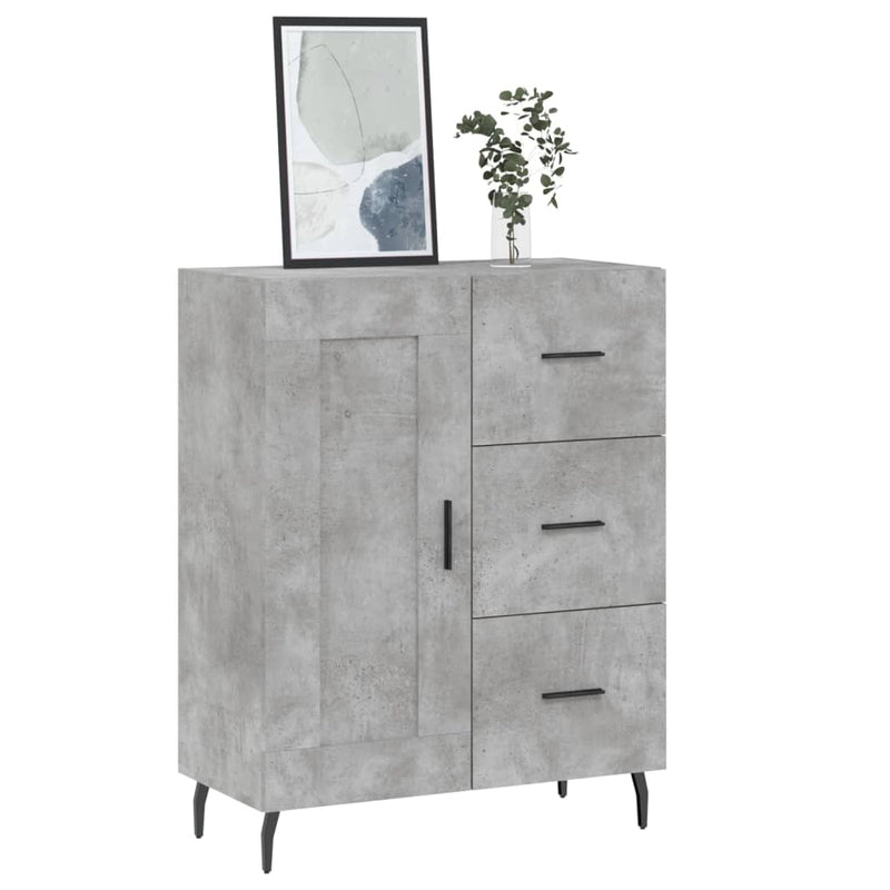 Servantă, gri beton, 69,5x34x90 cm, lemn compozit