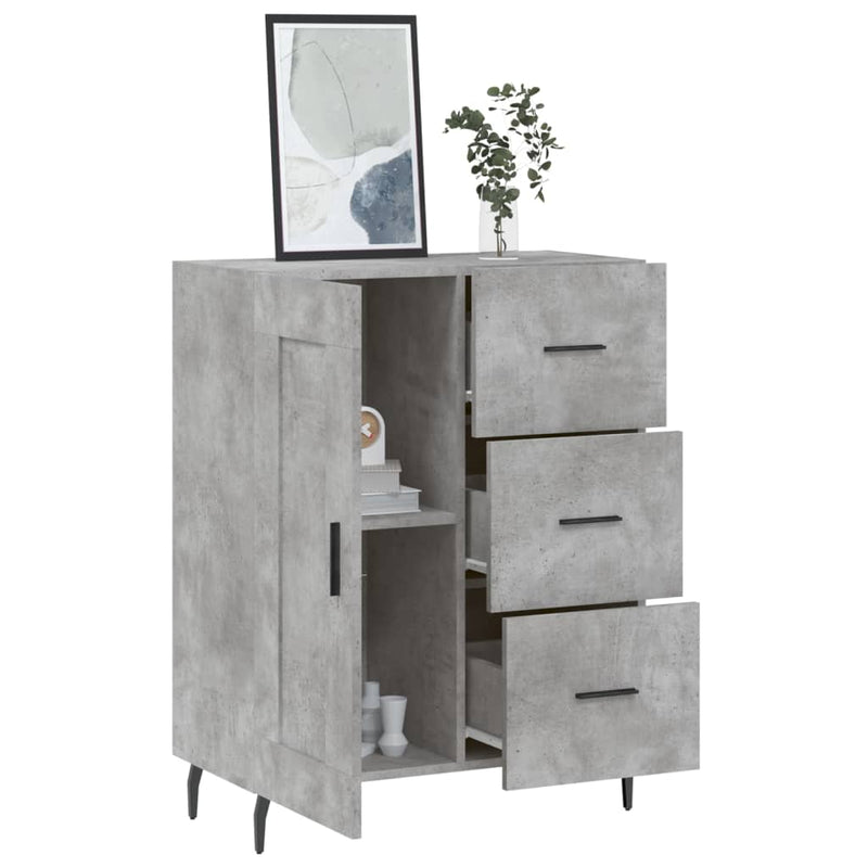 Servantă, gri beton, 69,5x34x90 cm, lemn compozit