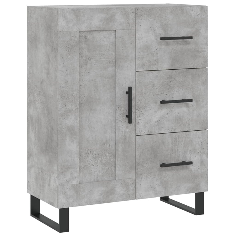 Servantă, gri beton, 69,5x34x90 cm, lemn compozit