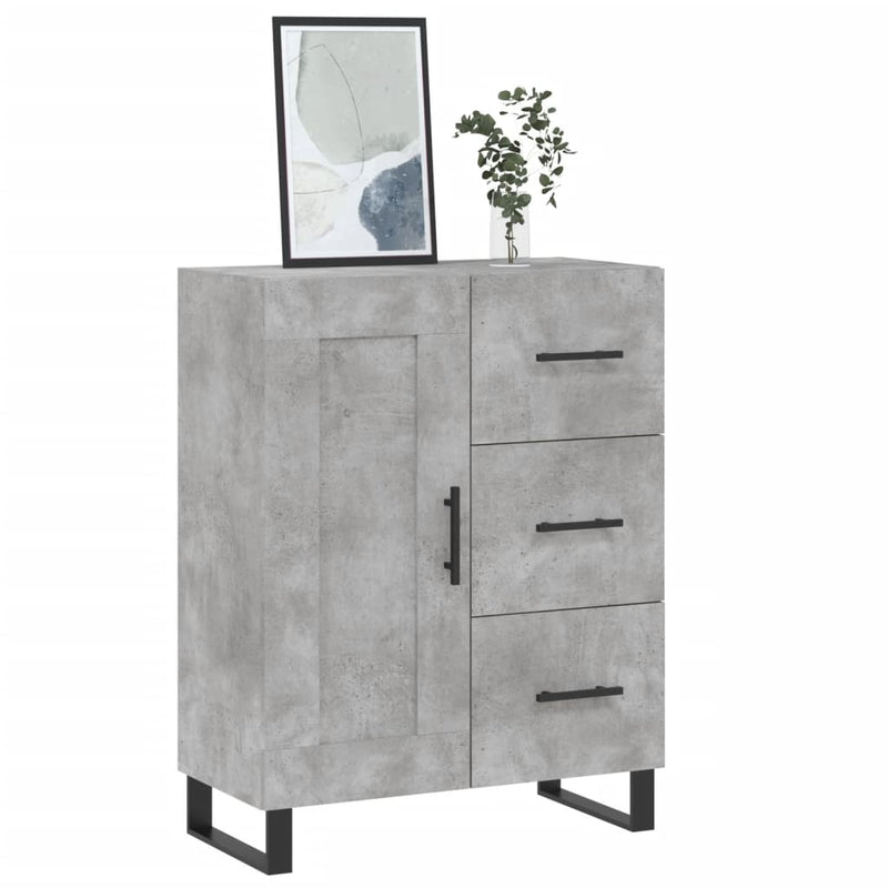 Servantă, gri beton, 69,5x34x90 cm, lemn compozit