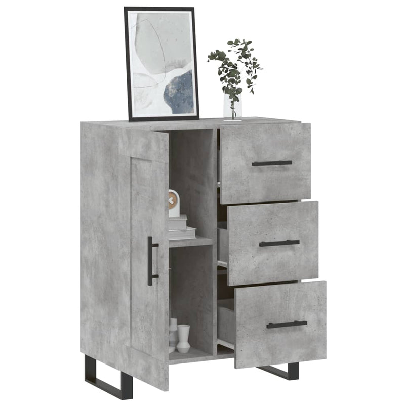 Servantă, gri beton, 69,5x34x90 cm, lemn compozit