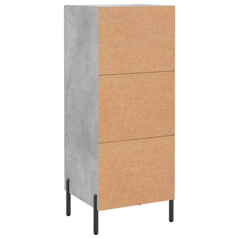Servantă, gri beton, 34,5x34x90 cm, lemn compozit