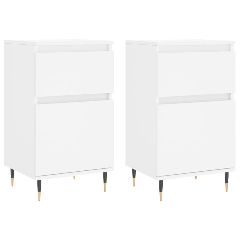 Servante, 2 buc., alb, 40x35x70 cm, lemn prelucrat