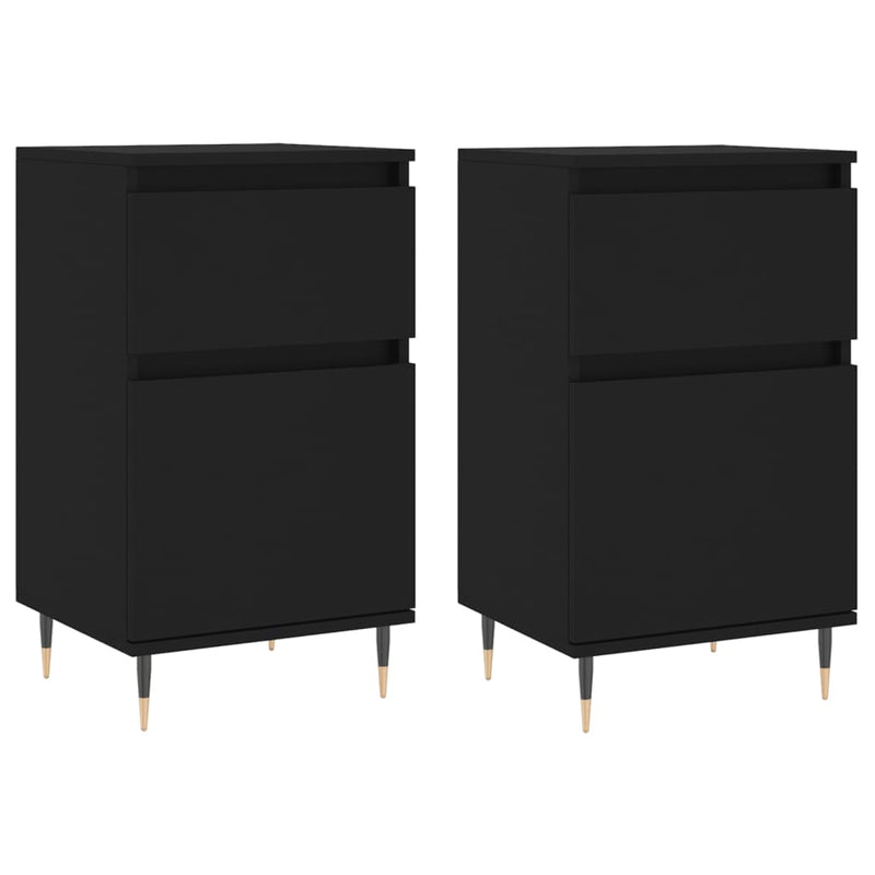 Servante, 2 buc., negru, 40x35x70 cm, lemn prelucrat