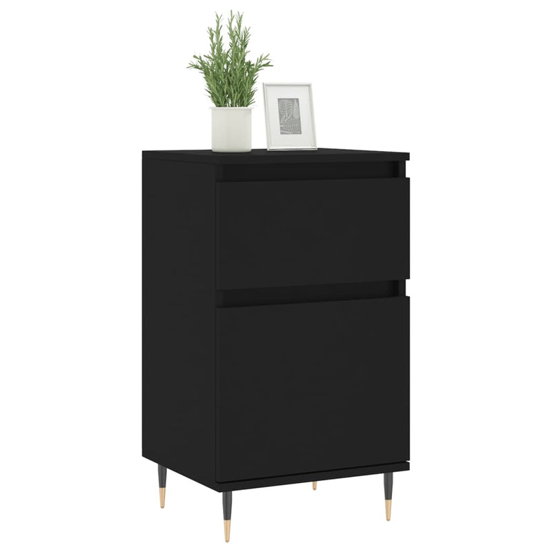 Servante, 2 buc., negru, 40x35x70 cm, lemn prelucrat