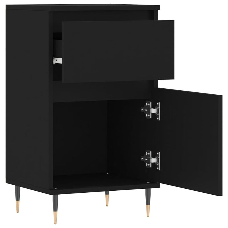 Servante, 2 buc., negru, 40x35x70 cm, lemn prelucrat