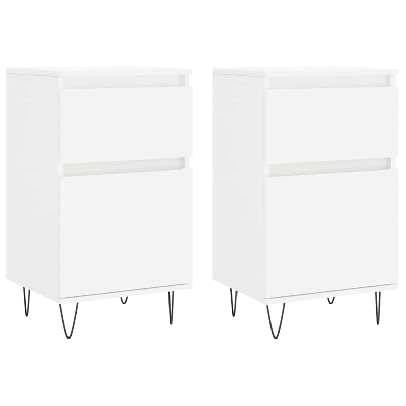 Servante, 2 buc., alb, 40x35x70 cm, lemn prelucrat