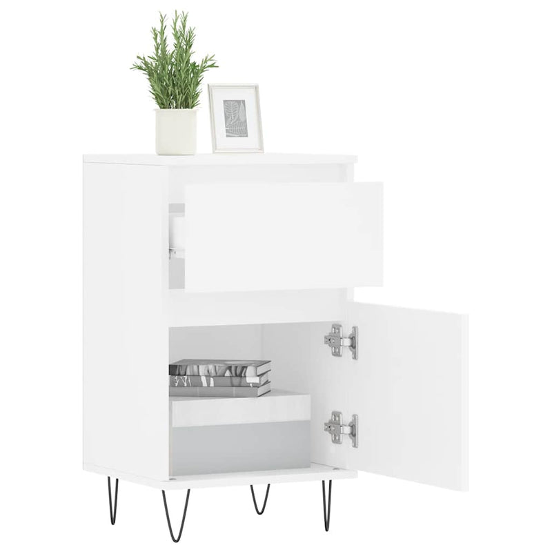Servante, 2 buc., alb, 40x35x70 cm, lemn prelucrat