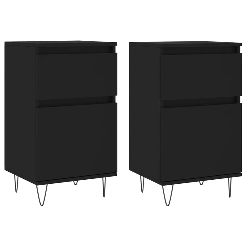 Servante, 2 buc., negru, 40x35x70 cm, lemn prelucrat