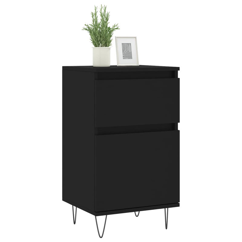 Servante, 2 buc., negru, 40x35x70 cm, lemn prelucrat