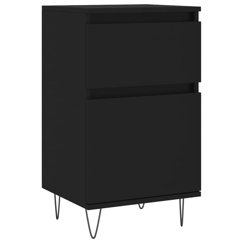Servante, 2 buc., negru, 40x35x70 cm, lemn prelucrat