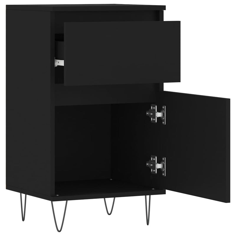 Servante, 2 buc., negru, 40x35x70 cm, lemn prelucrat