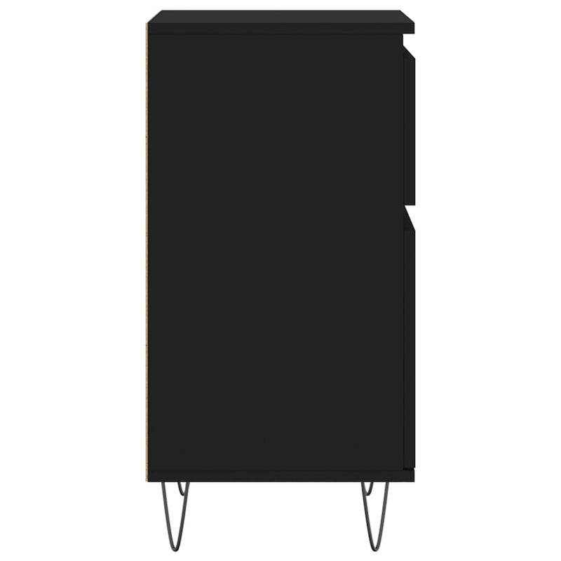 Servante, 2 buc., negru, 40x35x70 cm, lemn prelucrat